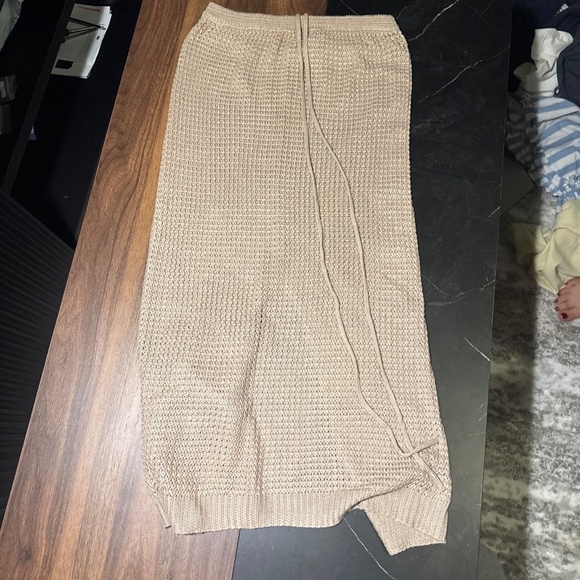 Beige Knit Midi Skirt – Minimalist / Skims-Inspired / Boho Chic - Picture 2 of 5